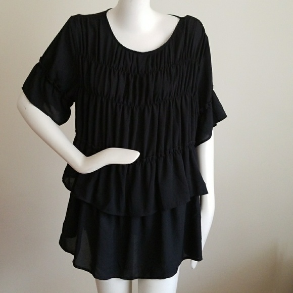 INC International Concepts Ruched Ruffled Top New - Picture 4 of 7